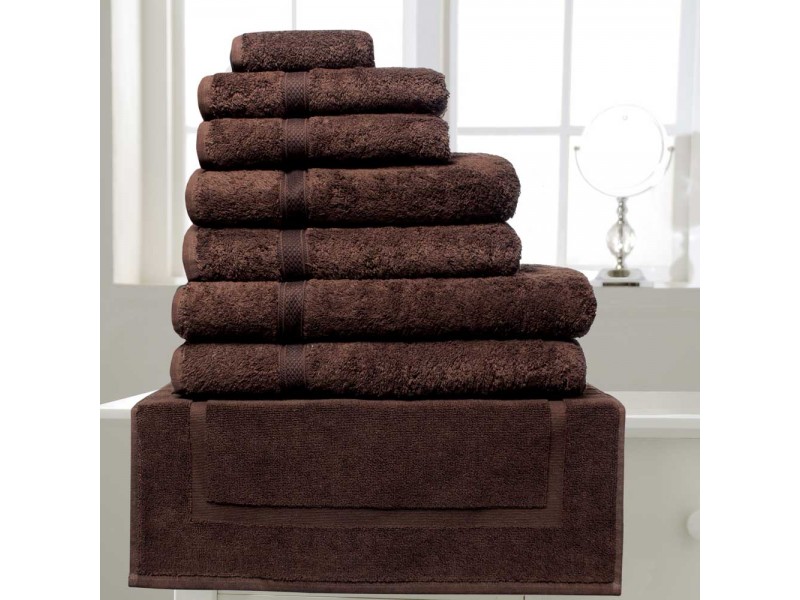 Belledorm Hotel Suite Madison 600gsm Chocolate Cotton Towels and Mat